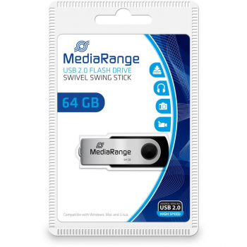 MediaRange USB-Stick 64GB USB 2.0 swivel swing
