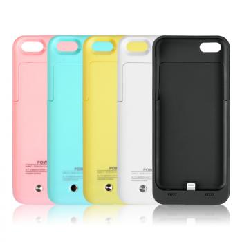 Für iPhone 5 5S Ladeschale Battery Power Case Bank Zusatz Akku externe mobile Ladegerät Weiß