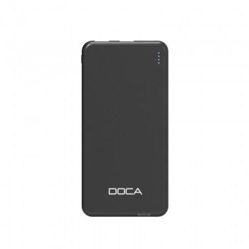 Doca Dual USB Powerbank Slim Design 10000mAh Externer Power Akku für Smartphone Tablet mit LED Leuchte für Ladestand