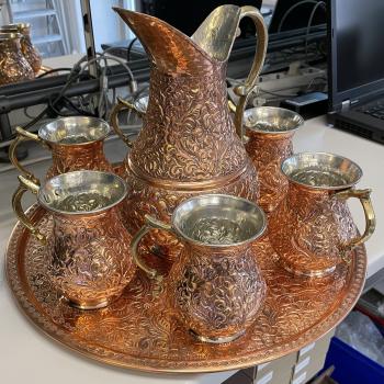 Handgemachtes Trinkset aus Kupfer Becher 8 Teilig aus der Türkei Handmade