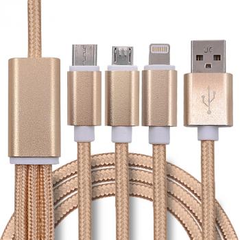 USB Ladekabel 3in1 für iPhone Samsung Tablet iPad HTC LG Schnell Multi Lade Kabel
