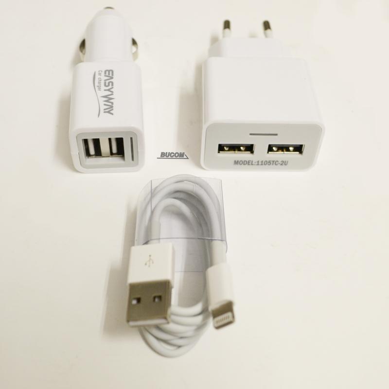 USB Dual Ladeset Ladekabel Netzteil 3in1 für Original iPhone 5 5C 5S 6 6S 6 7 8 X Plus ipad