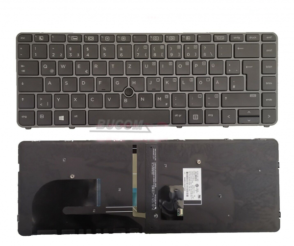 Tastatur für HP Elitebook G3 745 840 848 DE QWERTZ Keyboard mit Backlight Frame