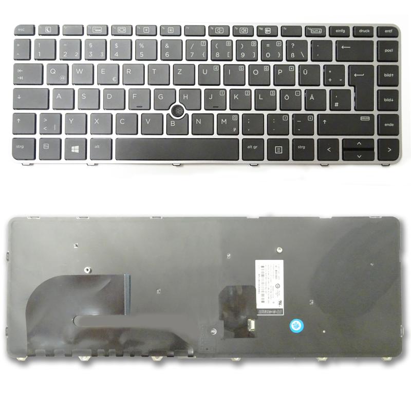 Tastatur für HP Elitebook G3 745 840 848 DE QWERTZ Keyboard silber Rahmen