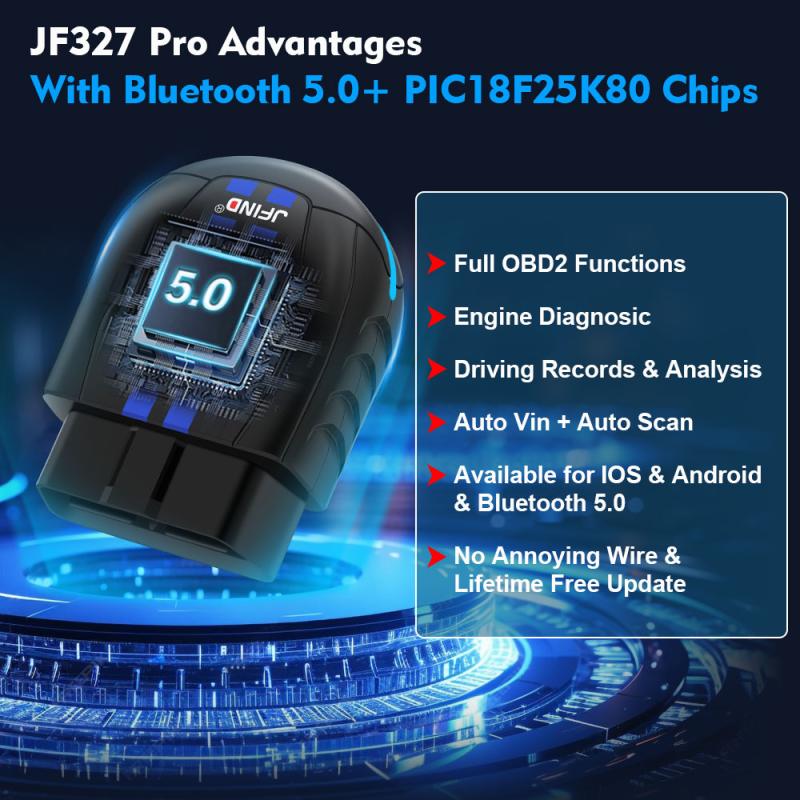 JF327 Pro OBD2 AUTO Diagnose Adapter mit Bluetooth 5.0 + PIC18F25K80 Chips
