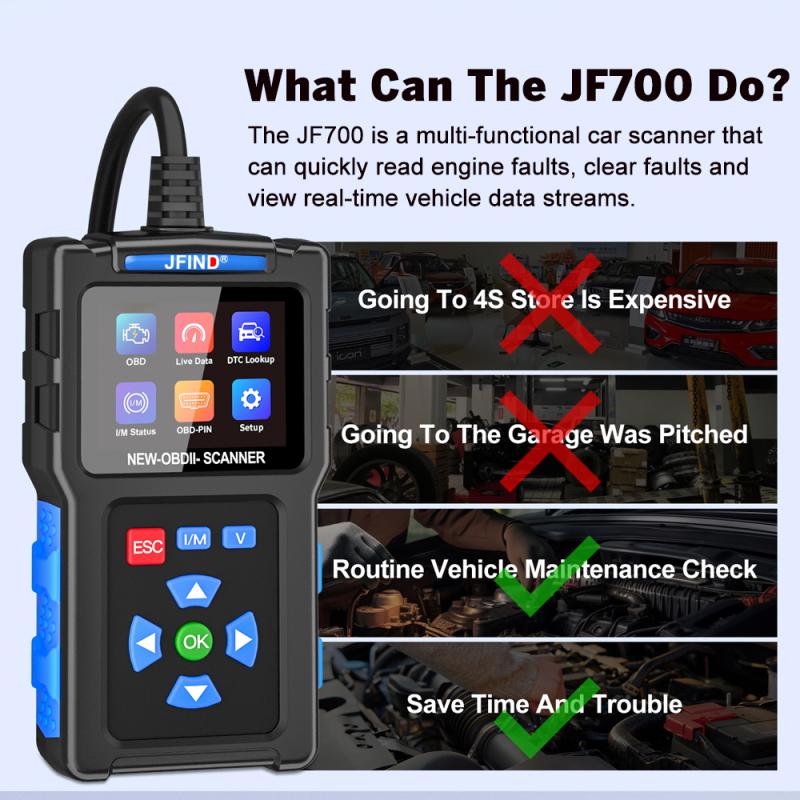 JF700 OBD 2 AUTO Scanner Diagnose Adapter Fehler lesen und löschen mit Display