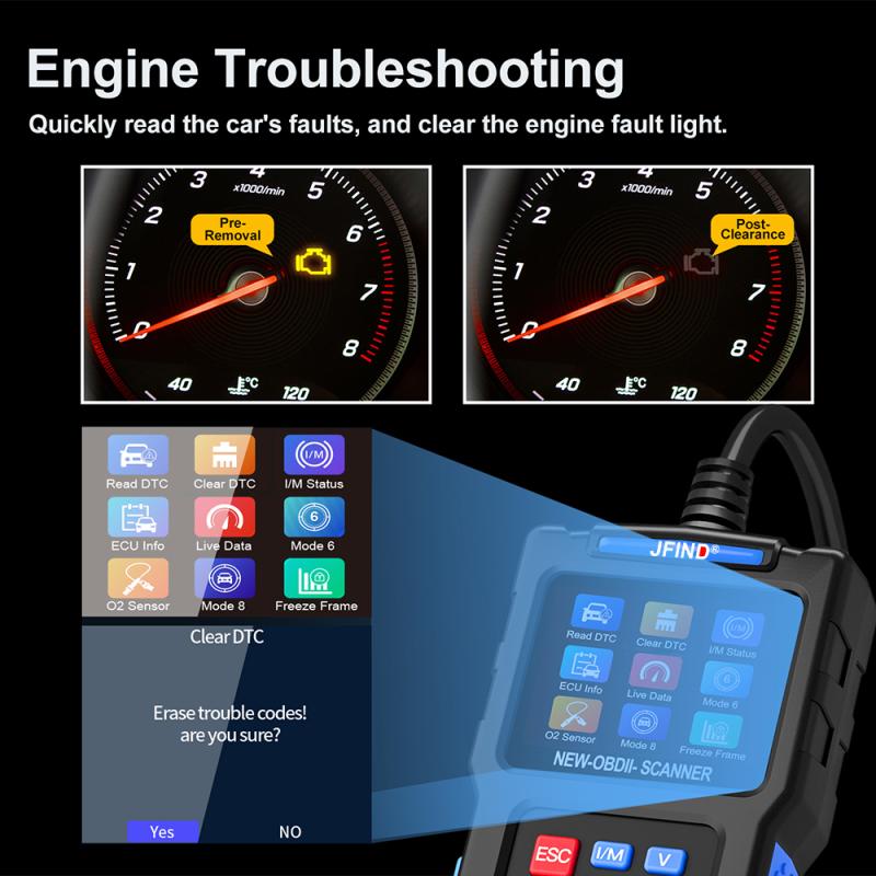 JF700 OBD 2 AUTO Scanner Diagnose Adapter Fehler lesen und löschen mit Display