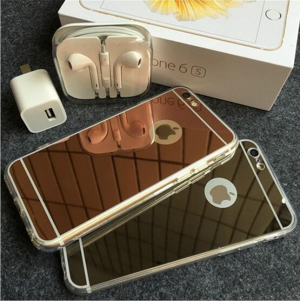 Silikon Case Schutz Hülle Schale für iPhone 6 6s Cover Rückseite spiegelnd